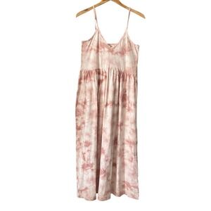 Z Supply Women Sz Md Boho Pink Tie Dye‎ Cotton Maxi Dress Spaghetti Strap Hippie